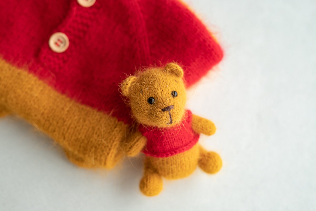 Knitted romper and bonnet,Newborn Photography Prop Set,Newborn photography outfit,Newborn girl photoshoot outfit,Newborn Teddy Bear Outfit