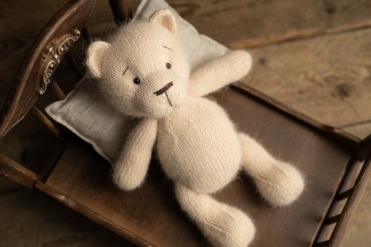 Newborn Knit Teddy Bear Outfit with Toy,Big Knitted Teddy Bear Toys, Newborn Teddy Bear Outfit, Newborn Photo Props,Baby Bear Crochet Toy