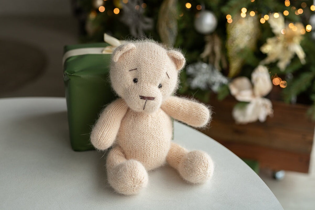 Newborn Knit Teddy Bear Outfit with Toy,Big Knitted Teddy Bear Toys, Newborn Teddy Bear Outfit, Newborn Photo Props,Baby Bear Crochet Toy