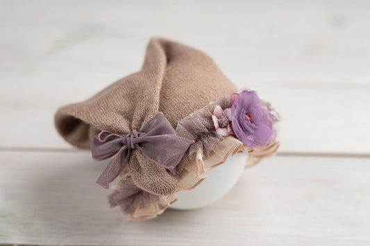 Newborn Knitted fabric Bonnet,Newborn Knit Sleep Hat,Newborn Hat,Newborn outfit,Newborn cap,Newborn photography,Newborn Knitted Sleeper Hat
