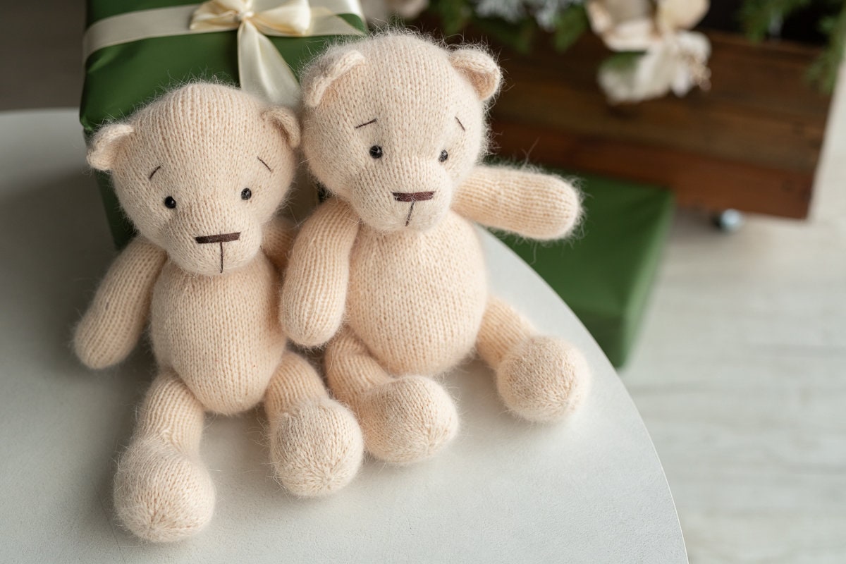 Newborn Knit Teddy Bear Outfit with Toy,Big Knitted Teddy Bear Toys, Newborn Teddy Bear Outfit, Newborn Photo Props,Baby Bear Crochet Toy