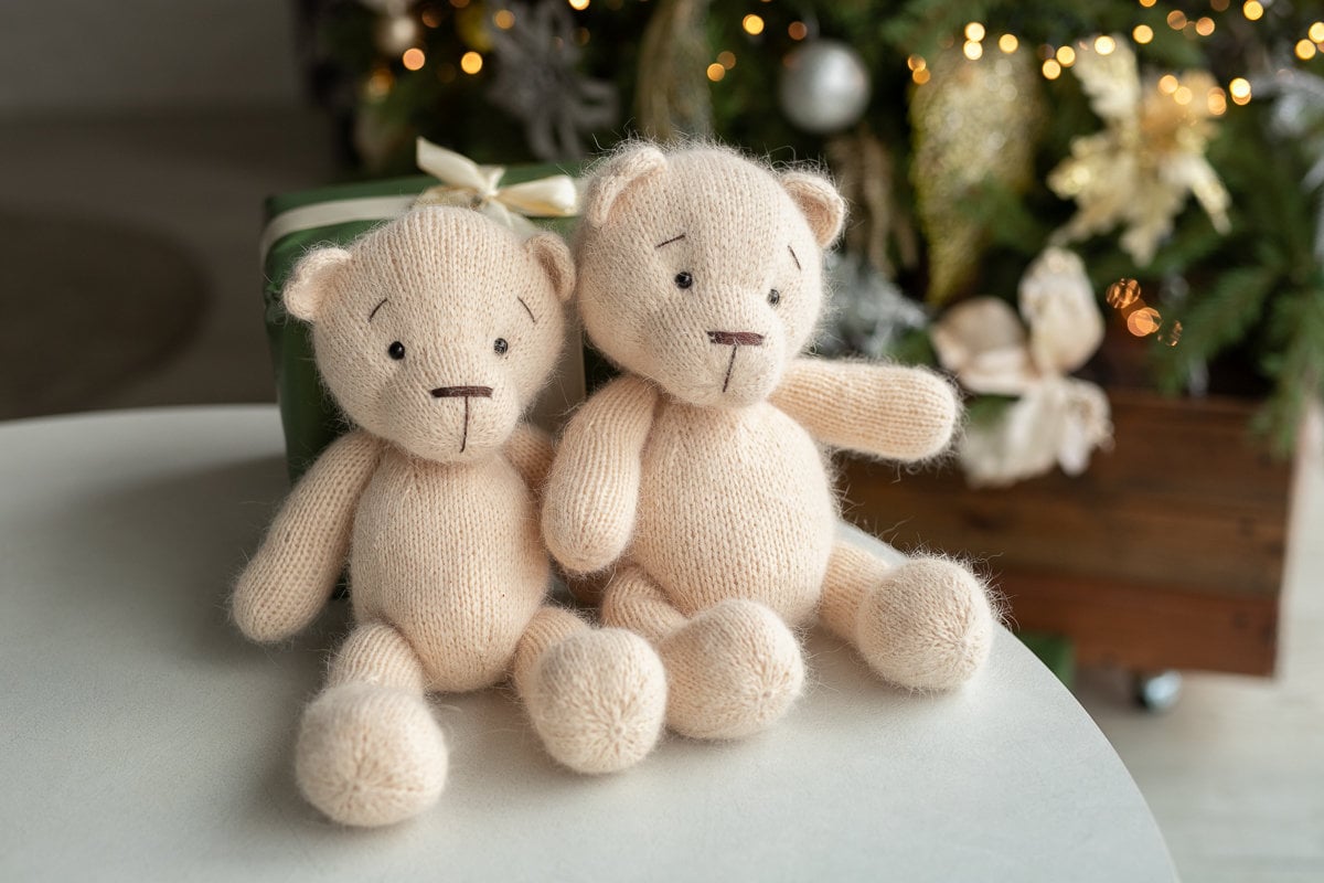 Newborn Knit Teddy Bear Outfit with Toy,Big Knitted Teddy Bear Toys, Newborn Teddy Bear Outfit, Newborn Photo Props,Baby Bear Crochet Toy