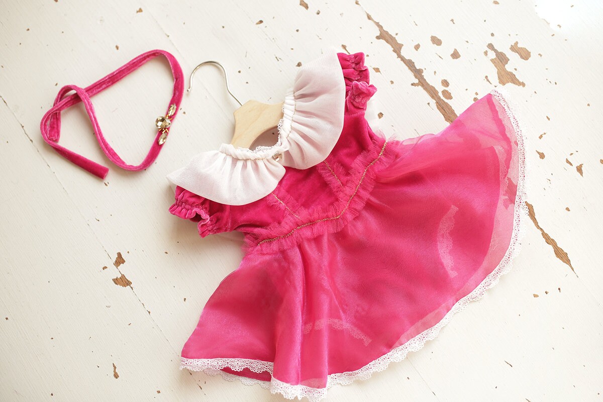 Newborn Baby girl Sleeping Beauty dress romper, Sleeping Princess costume for Newborn Photography, Sleeping Beauty Costume Dress & headband