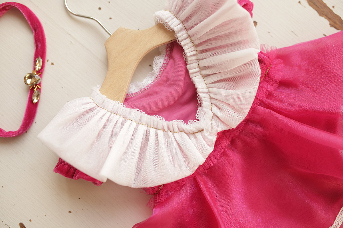 Newborn Baby girl Sleeping Beauty dress romper, Sleeping Princess costume for Newborn Photography, Sleeping Beauty Costume Dress & headband