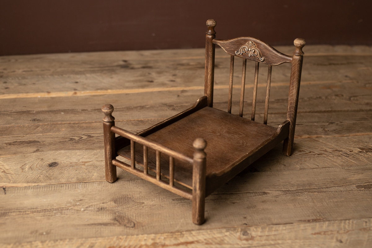 Newborn Wooden Bed,Real Wood Newborn crib Prop,Newborn Photography Props,Newborn Photo Prop,Nursery Decor,Doll Bed,Rustic Wooden Bed