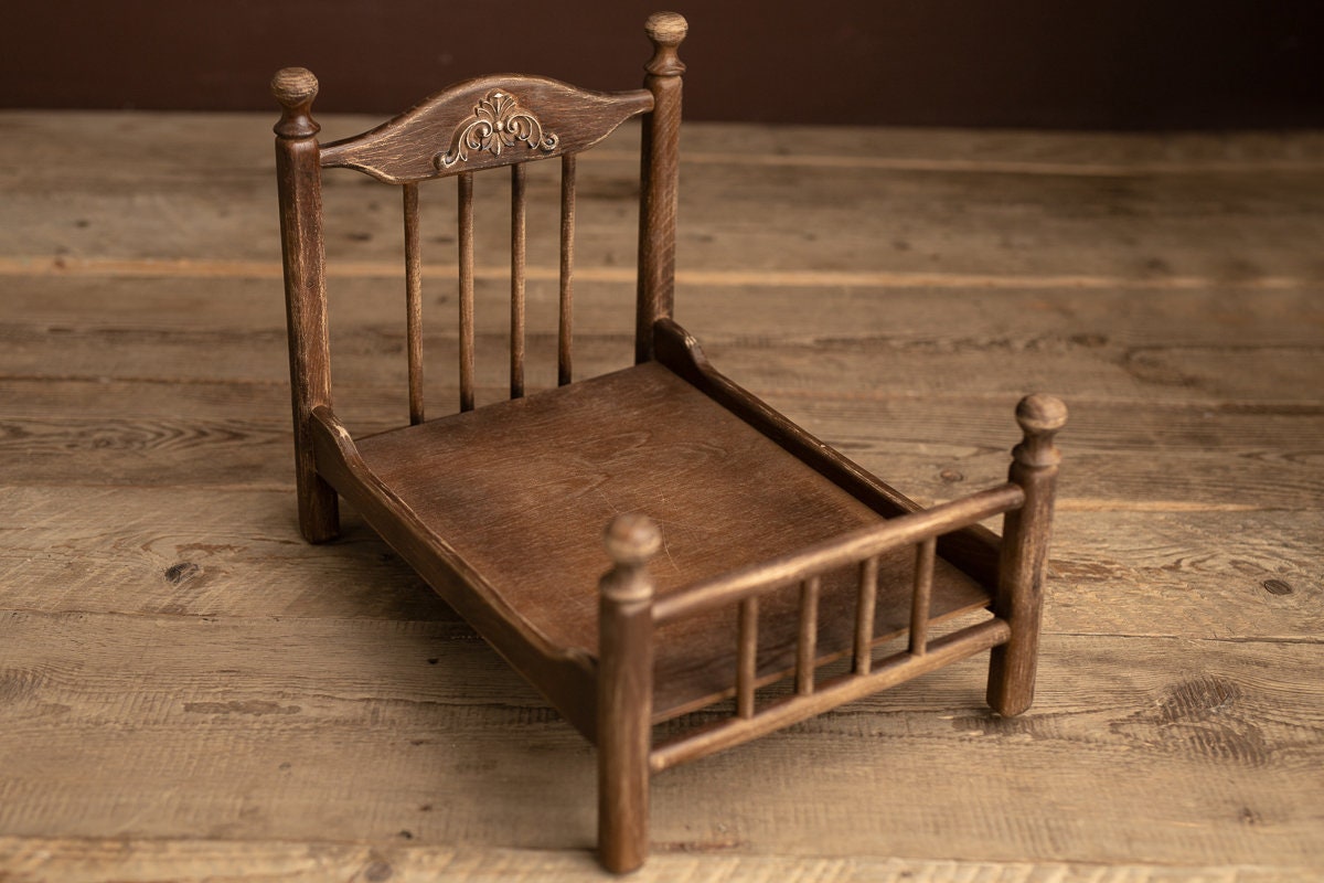 Newborn Wooden Bed,Real Wood Newborn crib Prop,Newborn Photography Props,Newborn Photo Prop,Nursery Decor,Doll Bed,Rustic Wooden Bed