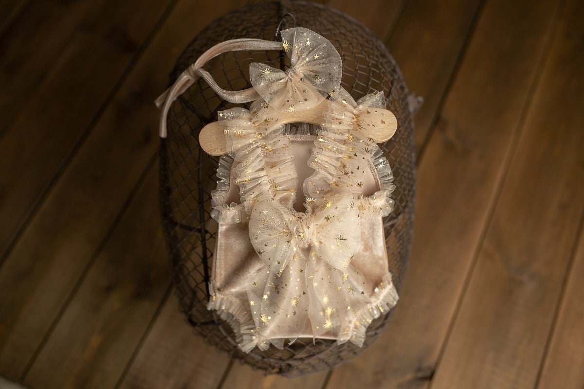 Newborn romper with Headband for newborn girls, Newborn Lace Romper, Newborn Outfit, Newborn Girl Outfit, Newborn Photography Props, RTS!