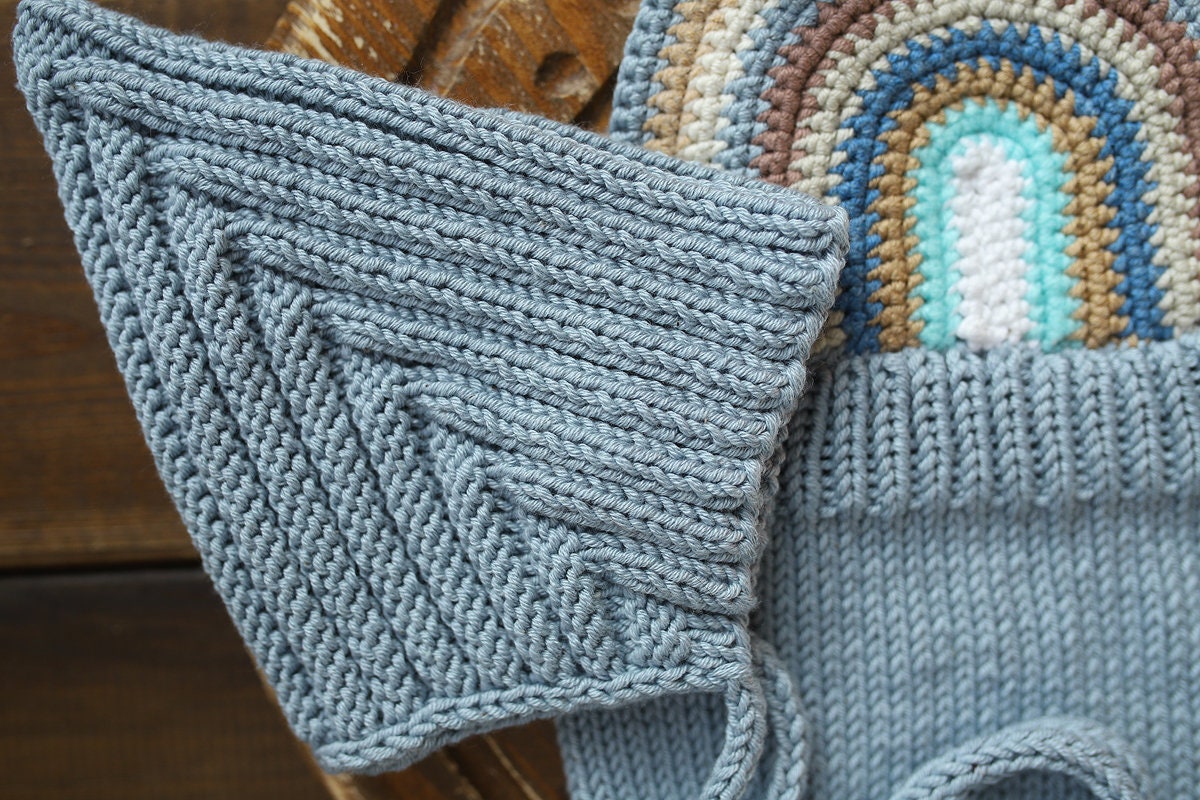Knitted romper and bonnet,Newborn Photography Prop Set,Newborn photography outfit,Newborn boy photoshoot outfit,Pregnancy gift