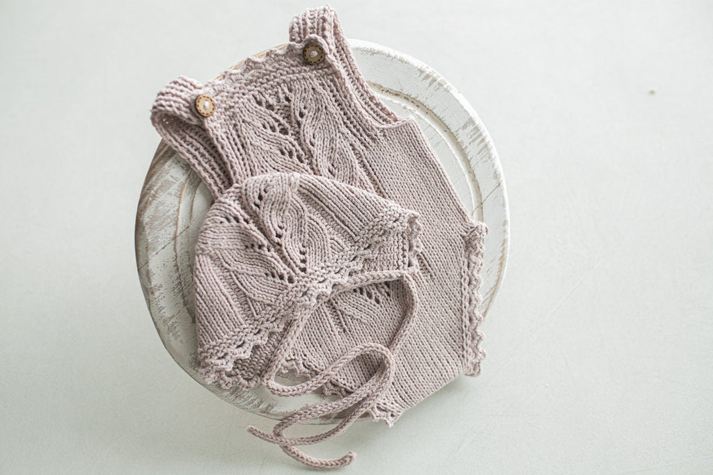 Knitted romper & bonnet,Newborn Photography Prop Set,Newborn photography outfit,Newborn girl photoshoot outfit,Pregnancy gift,Newborn props