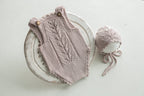 Knitted romper & bonnet,Newborn Photography Prop Set,Newborn photography outfit,Newborn girl photoshoot outfit,Pregnancy gift,Newborn props