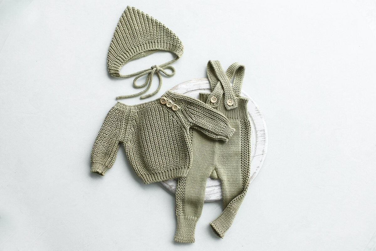 Newborn Knited set,Newborn Knit romper,Newborn Hat,Newborn outfit,Newborn photography,Pregnancy gift,Knitted newborn photo props
