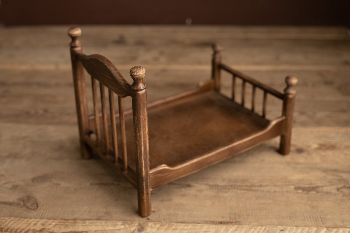 Newborn Wooden Bed,Real Wood Newborn crib Prop,Newborn Photography Props,Newborn Photo Prop,Nursery Decor,Doll Bed,Rustic Wooden Bed