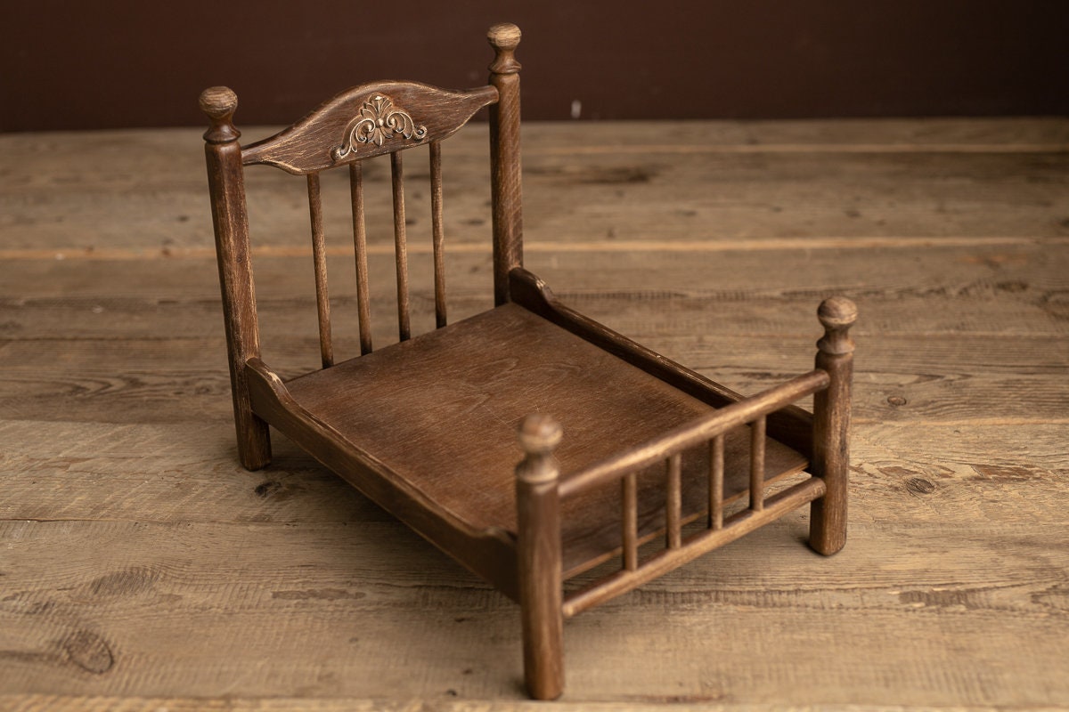 Newborn Wooden Bed,Real Wood Newborn crib Prop,Newborn Photography Props,Newborn Photo Prop,Nursery Decor,Doll Bed,Rustic Wooden Bed