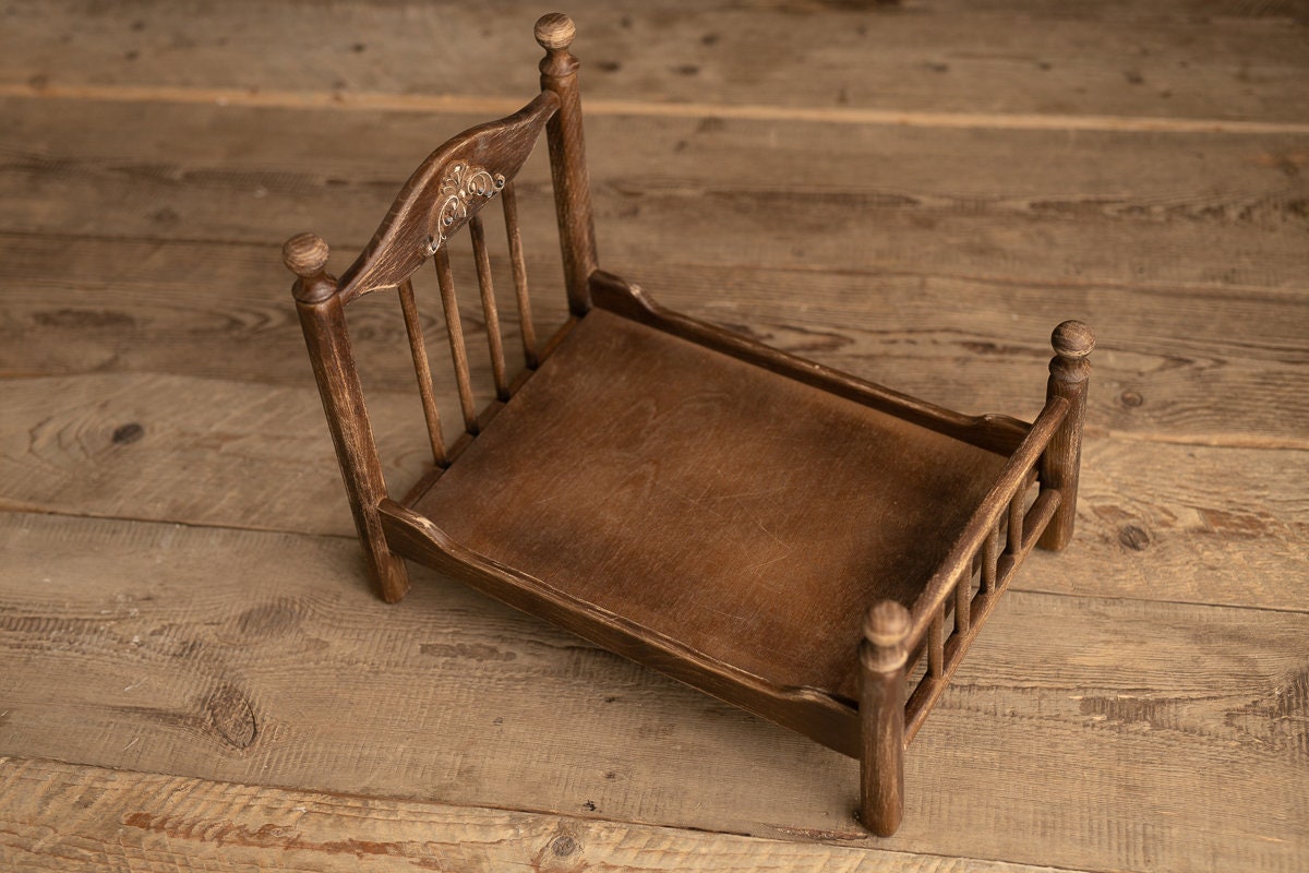 Newborn Wooden Bed,Real Wood Newborn crib Prop,Newborn Photography Props,Newborn Photo Prop,Nursery Decor,Doll Bed,Rustic Wooden Bed