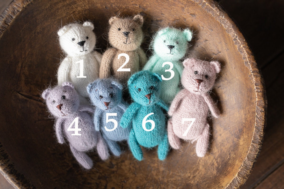 Newborn Knit Teddy Bear Outfit with Toy,Newborn Photography Props Set, Newborn Teddy Bear Outfit, Newborn Photo Props,Baby Bear Crochet Toy