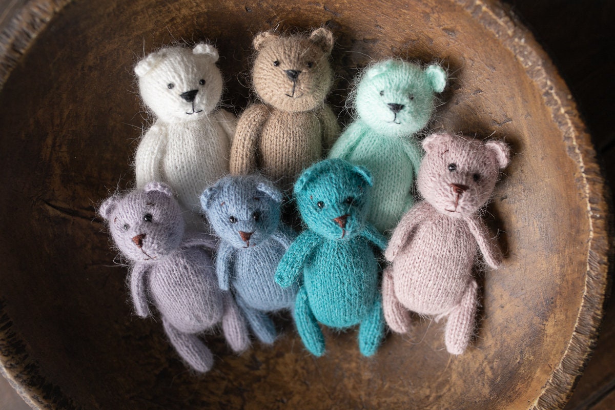 Newborn Knit Teddy Bear Outfit with Toy,Newborn Photography Props Set, Newborn Teddy Bear Outfit, Newborn Photo Props,Baby Bear Crochet Toy