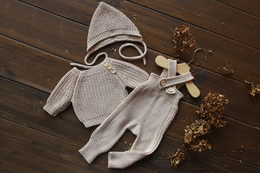 Newborn Knited set,Newborn Knit romper,Newborn Hat,Newborn outfit,Newborn photography,Pregnancy gift,Knitted newborn photo props