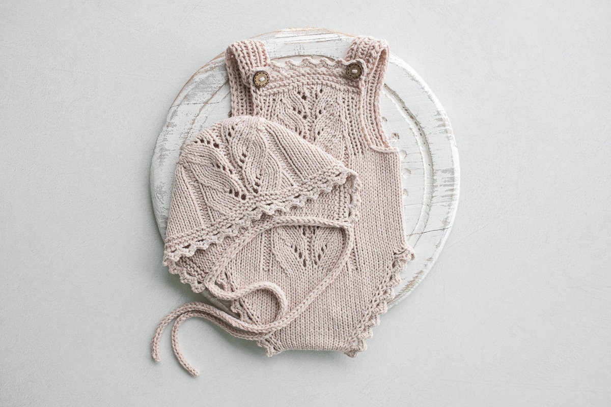 Knitted romper & bonnet,Newborn Photography Prop Set,Newborn photography outfit,Newborn girl photoshoot outfit,Pregnancy gift,Newborn props