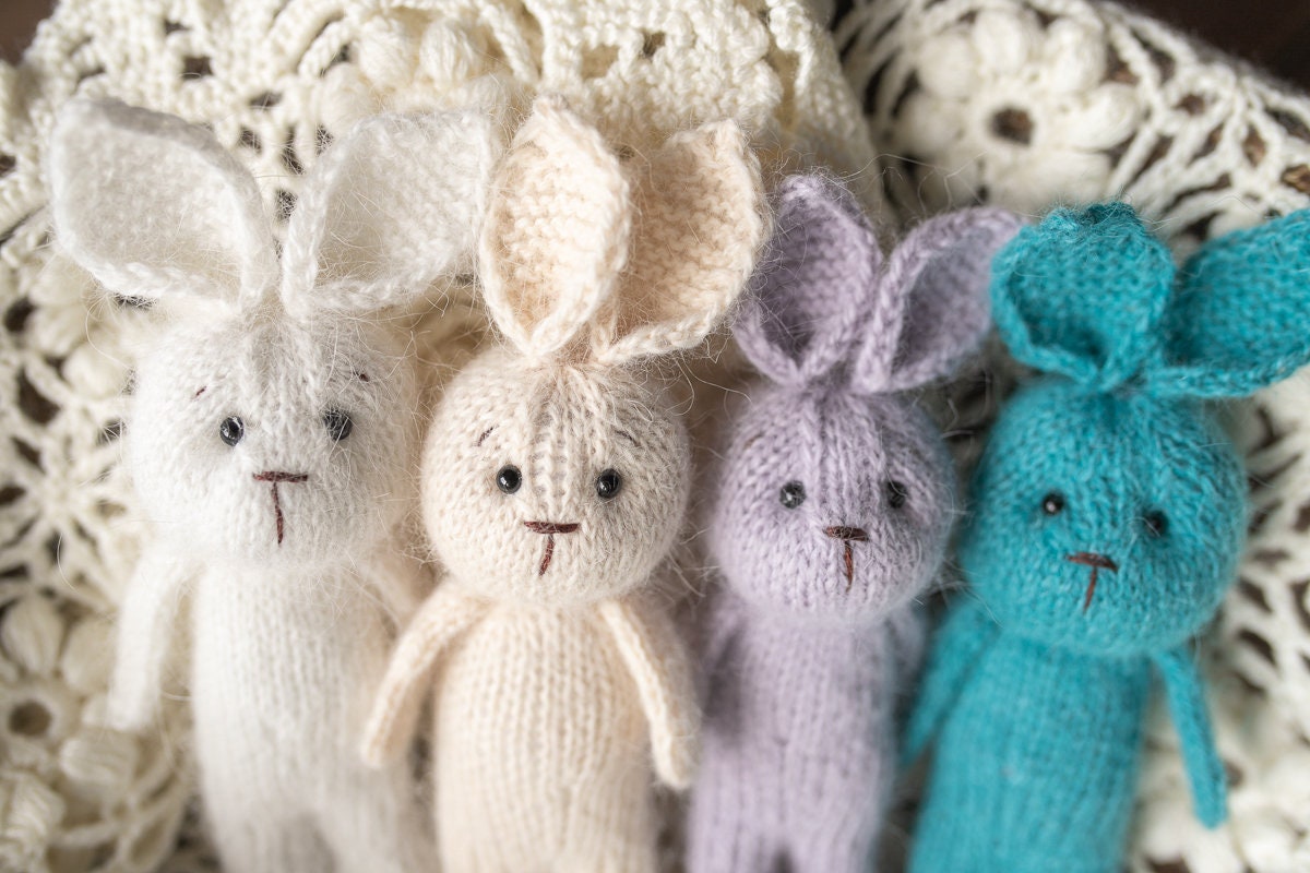 Knitted Newborn  Bunny Toy for Photography,Newborn Crochet Rabbit Toy,Newborn Photography props,Easter bunny knitted toy,Newborn Props Set
