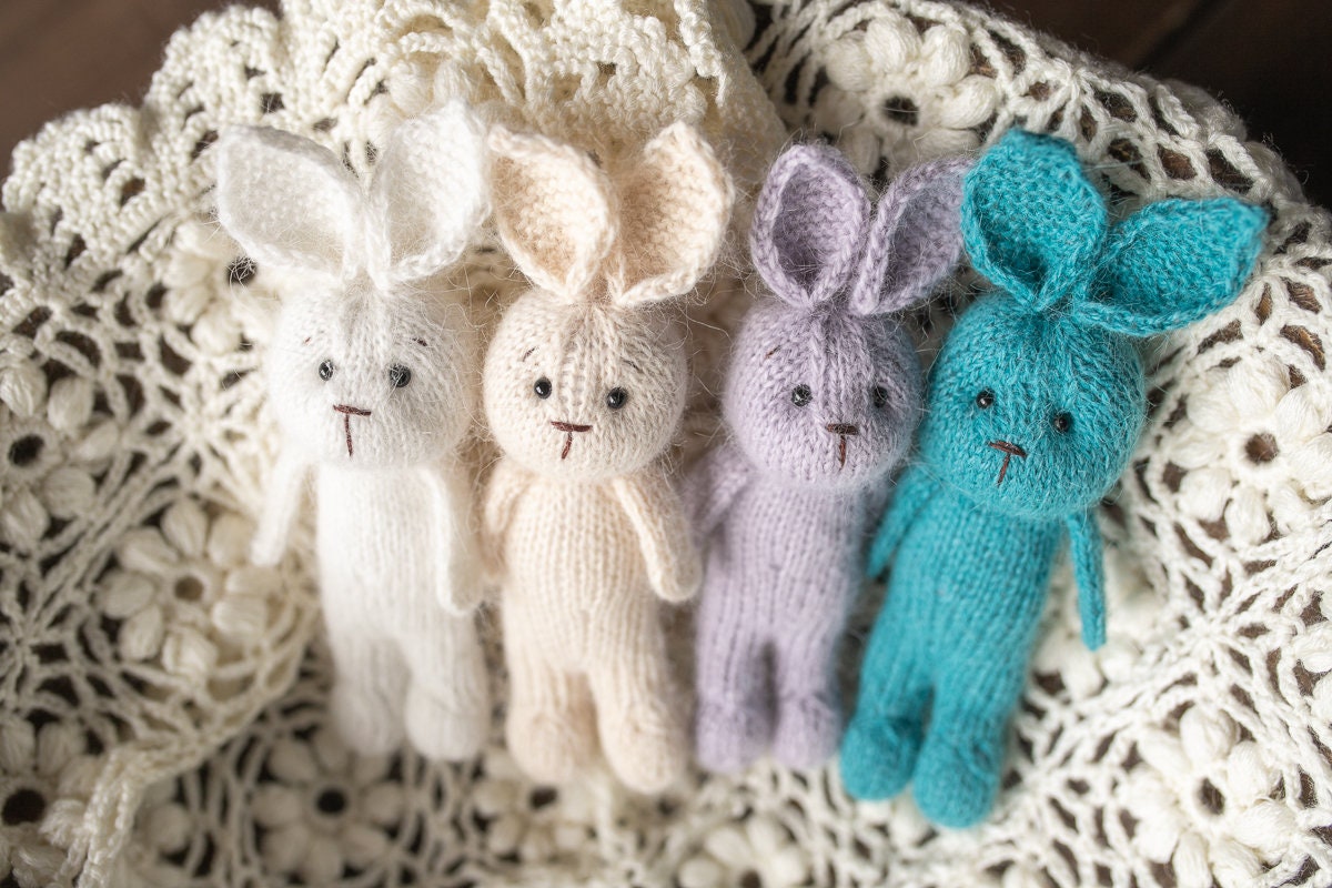 Knitted Newborn  Bunny Toy for Photography,Newborn Crochet Rabbit Toy,Newborn Photography props,Easter bunny knitted toy,Newborn Props Set