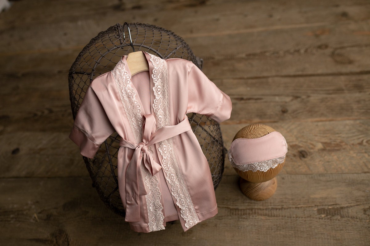 Baby girl outfit,evening robe & blindfold,Photo prop Newborn,Newborn photo prop,Newborn Outfit,Newborn photo outfit girl,Newborn prop outfit