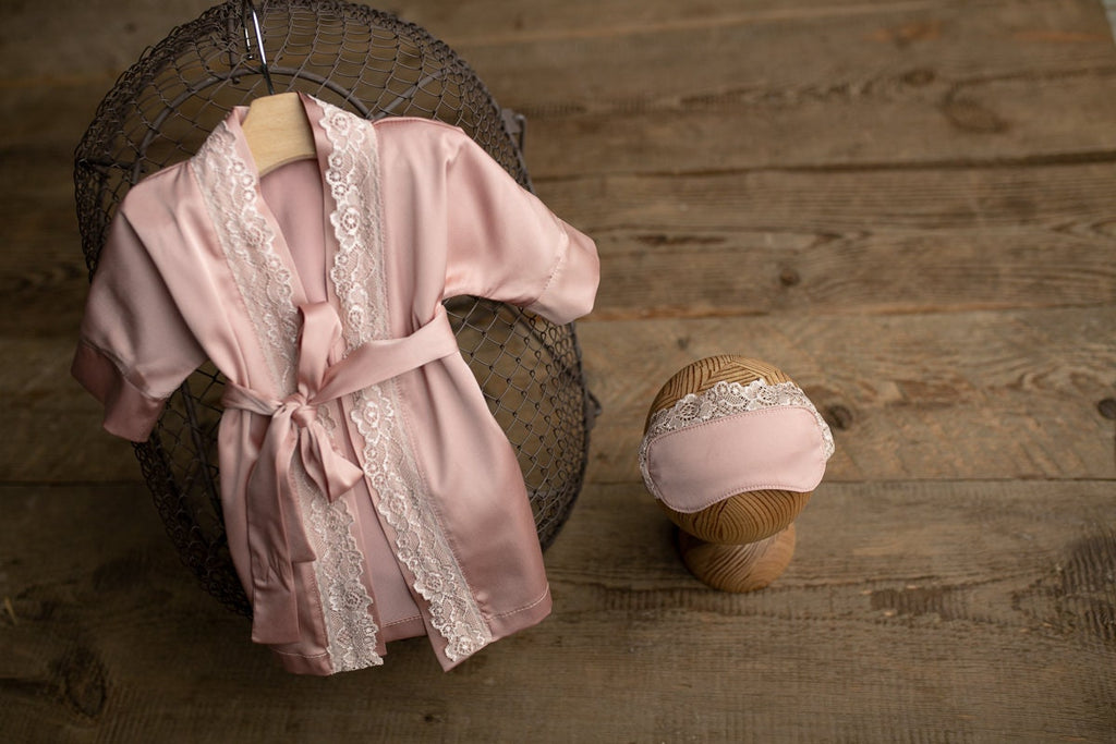 Baby girl outfit,evening robe & blindfold,Photo prop Newborn,Newborn photo prop,Newborn Outfit,Newborn photo outfit girl,Newborn prop outfit