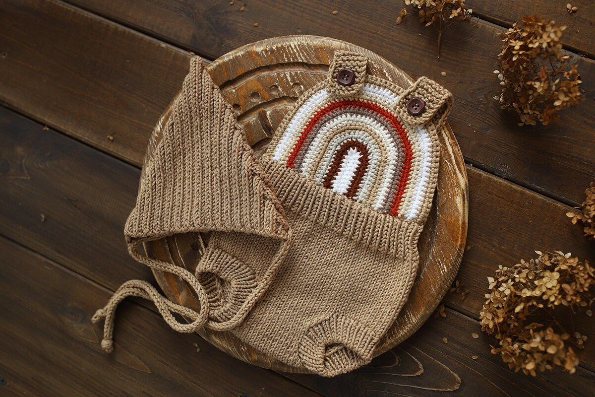 Newborn Knit romper,Newborn Knited set,Newborn Hat,Newborn outfit,Newborn cap,Newborn photography,Pregnancy gift,Knitted newborn photo props