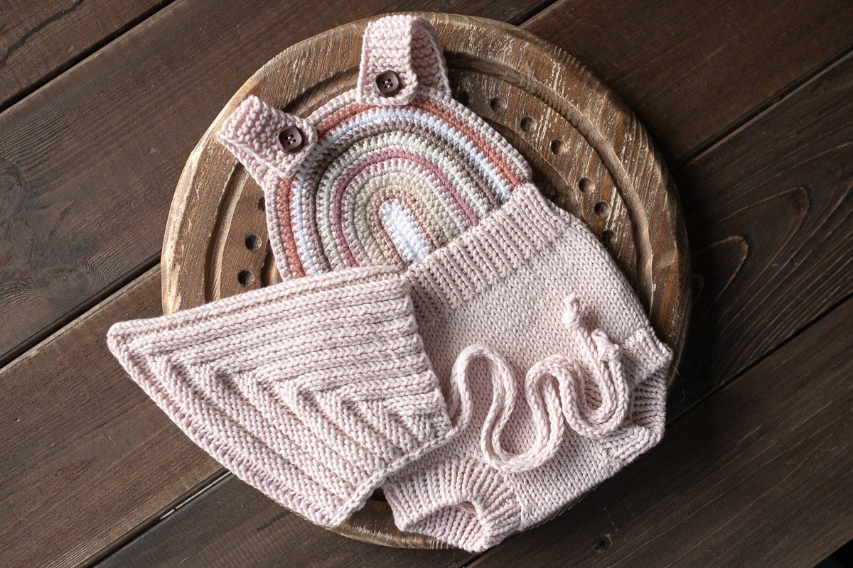 Newborn Knit romper,Newborn Knited set,Newborn Hat,Newborn outfit,Newborn cap,Newborn photography,Pregnancy gift,Knitted newborn photo props