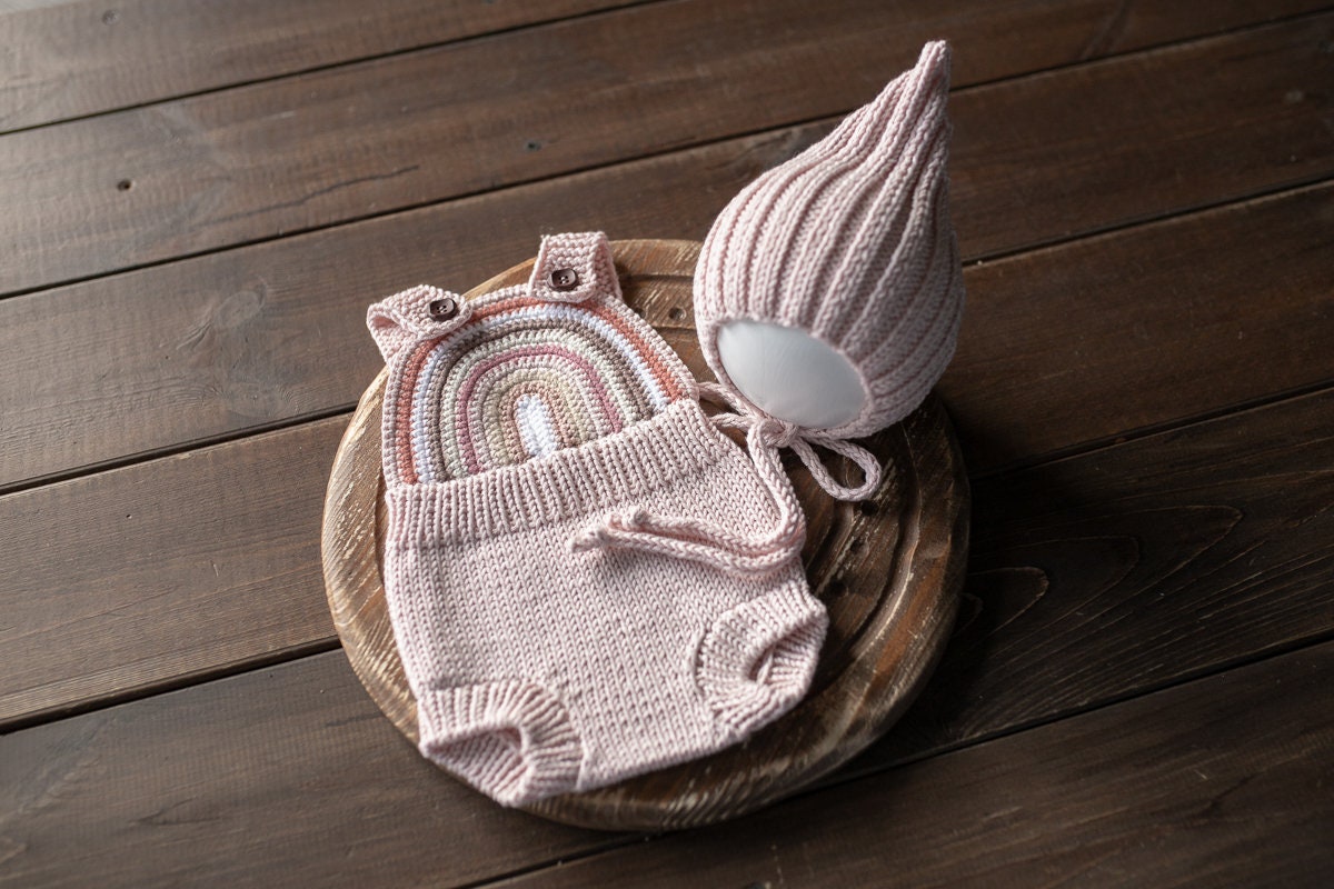Newborn Knit romper,Newborn Knited set,Newborn Hat,Newborn outfit,Newborn cap,Newborn photography,Pregnancy gift,Knitted newborn photo props