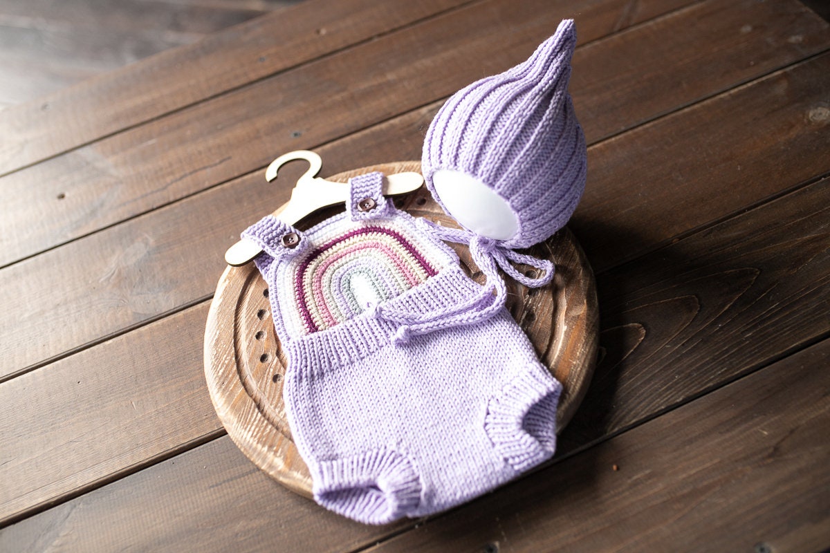 Newborn Knit romper,Newborn Knited set,Newborn Hat,Newborn outfit,Newborn cap,Newborn photography,Pregnancy gift,Knitted newborn photo props
