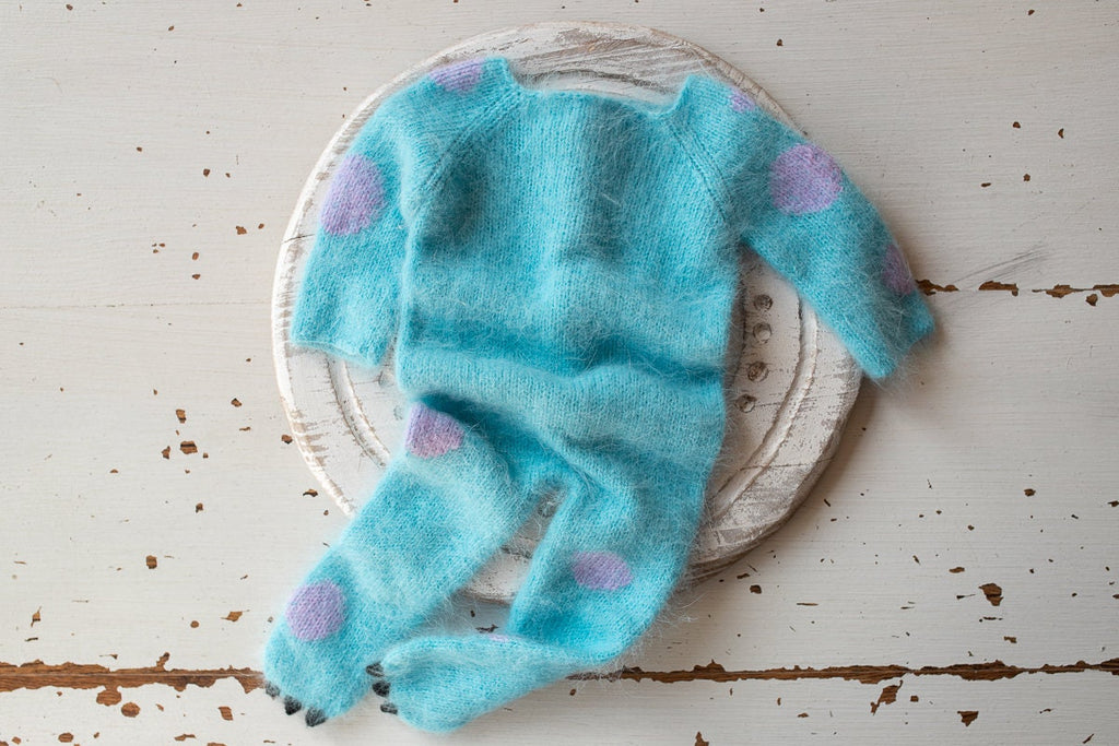 Knitted  Romper and bonnet Monster ,Newborn Photography Prop Set,Newborn photography outfit,Newborn girl photoshoot outfit,Newborn Outfit