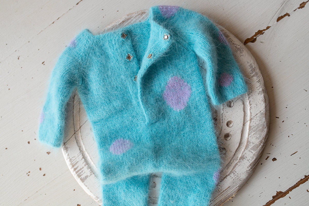 Knitted  Romper and bonnet Monster ,Newborn Photography Prop Set,Newborn photography outfit,Newborn girl photoshoot outfit,Newborn Outfit
