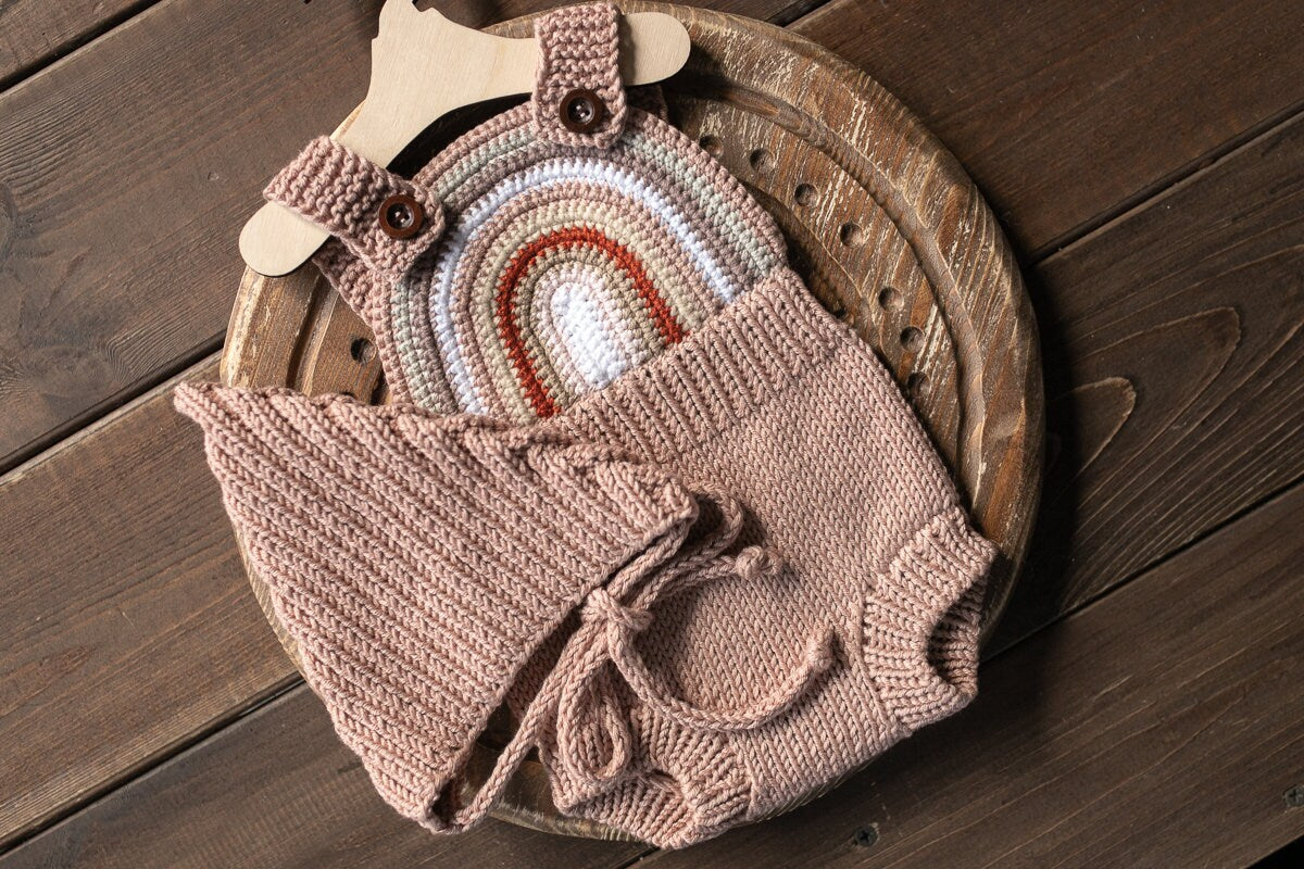 Knitted romper and bonnet,Newborn knitted Set,Newborn photography outfit,Сable knit romper,Pregnancy gift,newborn knit outfit,newborn props