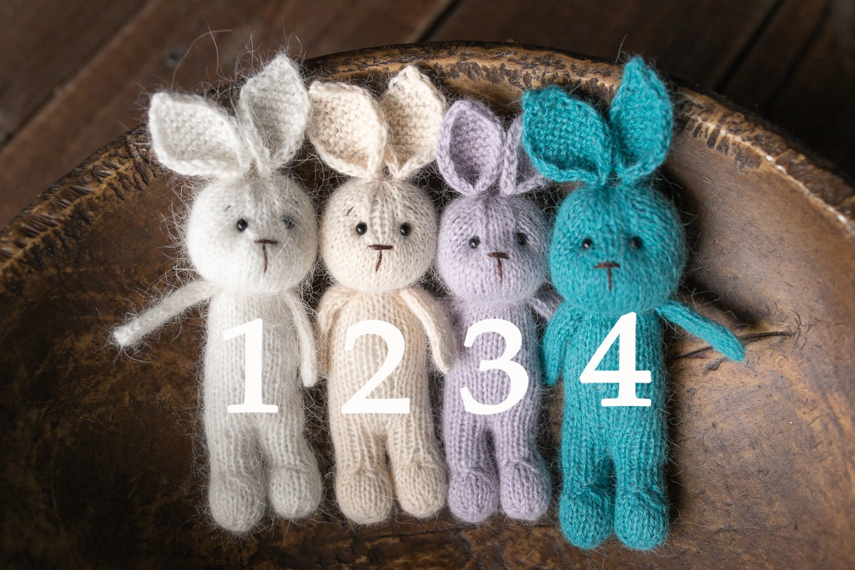 Knitted Newborn  Bunny Toy for Photography,Newborn Crochet Rabbit Toy,Newborn Photography props,Easter bunny knitted toy,Newborn Props Set