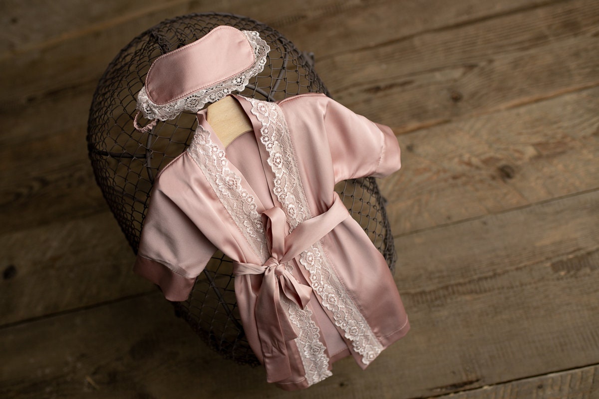 Baby girl outfit,evening robe & blindfold,Photo prop Newborn,Newborn photo prop,Newborn Outfit,Newborn photo outfit girl,Newborn prop outfit