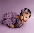 Purple lace romper for newborn girl photography outfit,Newborn Romper,Newborn Outfit,Newborn romper with Headband,Newborn Photography Prop