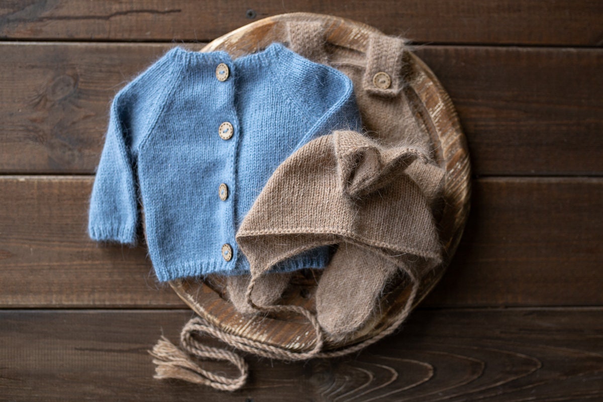 Newborn Knited set,Newborn Knit romper,Newborn Hat,Newborn outfit,Newborn photography,Pregnancy gift,Knitted newborn photo props
