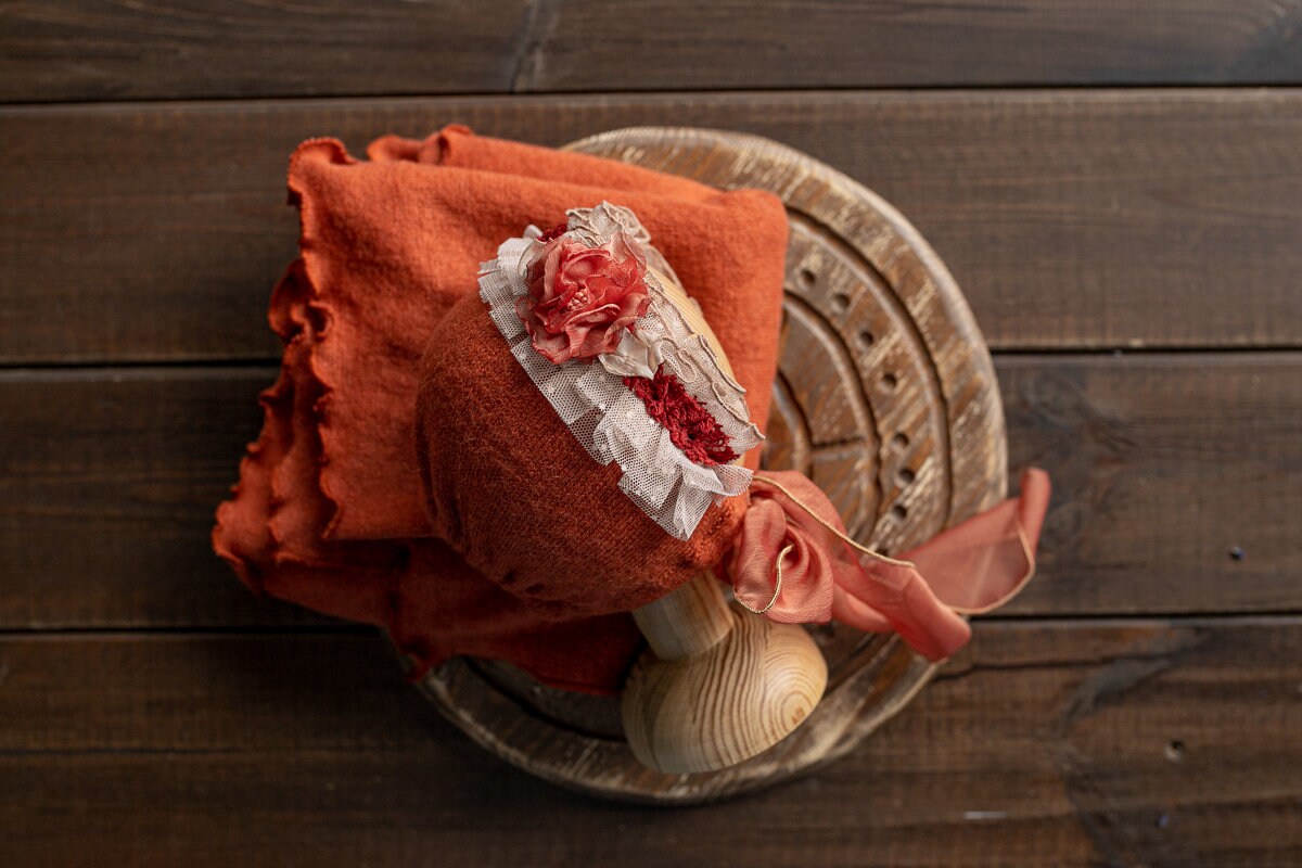Newborn Photo Wrap with Newborn Bonnet,Photo Prop,Newborn set,Newborn photo prop,Newborn photography outfit,Newborn girl photoshoot outfit