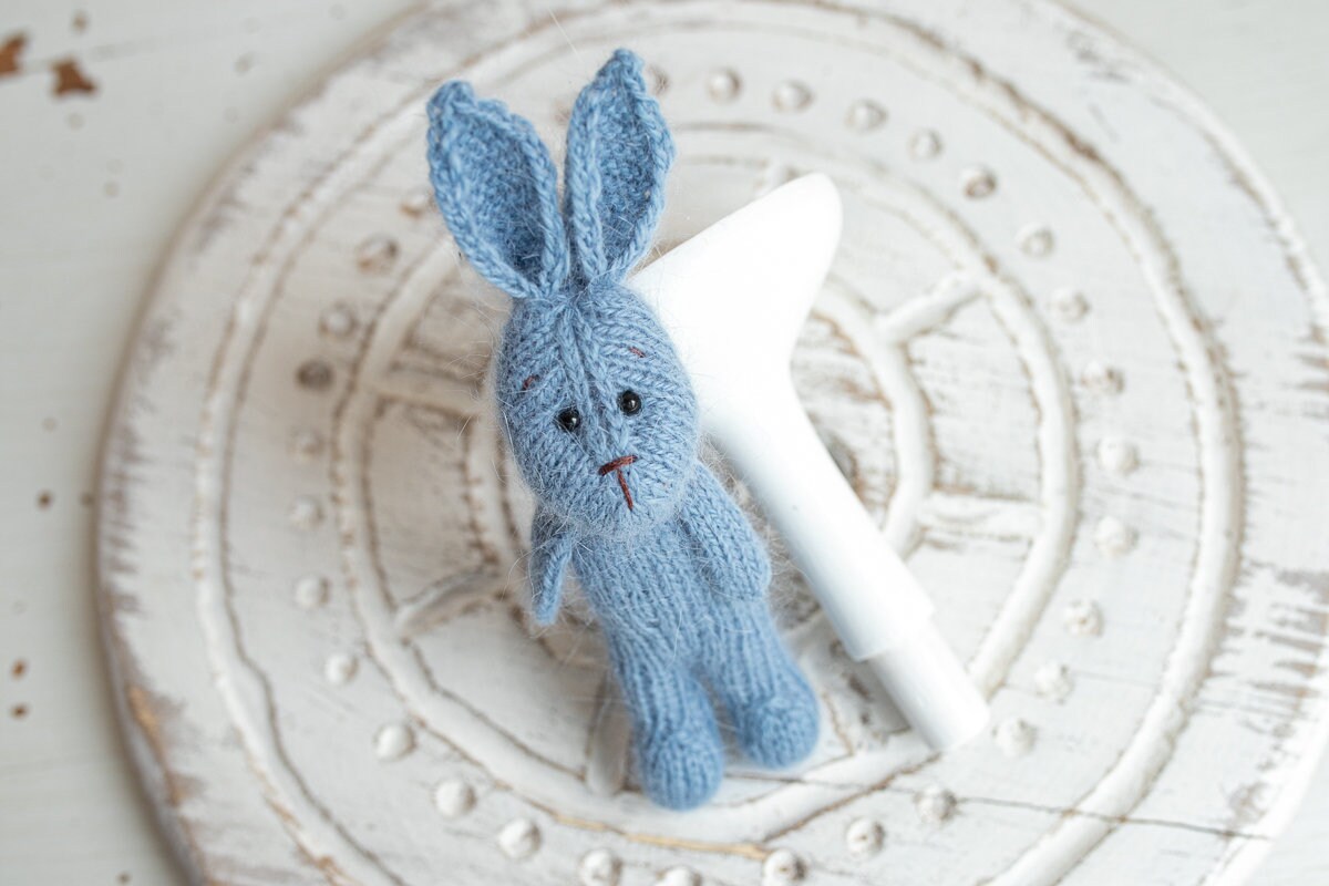 Newborn Knitted Bunny Photography Props,Newborn Bunny Hat,Newborn Knit Bunny Toy,Baby Rabbit Knitted Toy,Newborn Photography Prop