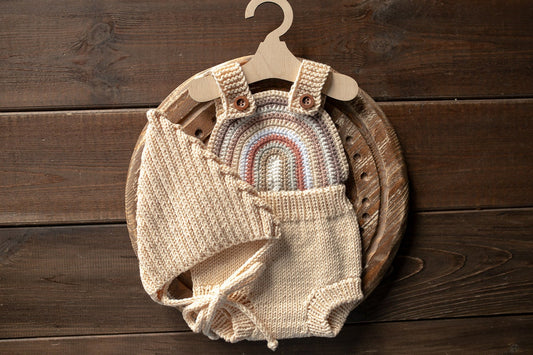 Newborn Knit romper,Newborn Knited set,Newborn Hat,Newborn outfit,Newborn cap,Newborn photography,Pregnancy gift,Knitted newborn photo props