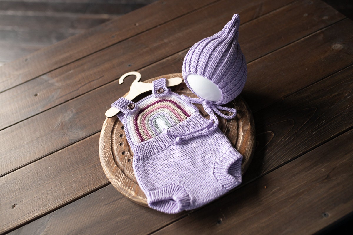 Newborn Knit romper,Newborn Knited set,Newborn Hat,Newborn outfit,Newborn cap,Newborn photography,Pregnancy gift,Knitted newborn photo props