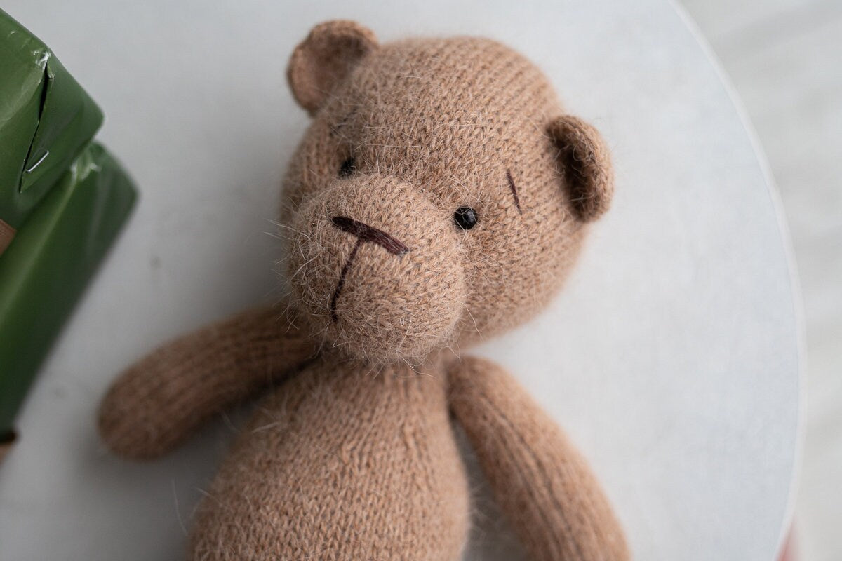 Newborn Knit Teddy Bear Outfit with Toy,Big Knitted Teddy Bear Toys, Newborn Teddy Bear Outfit, Newborn Photo Props,Baby Bear Crochet Toy