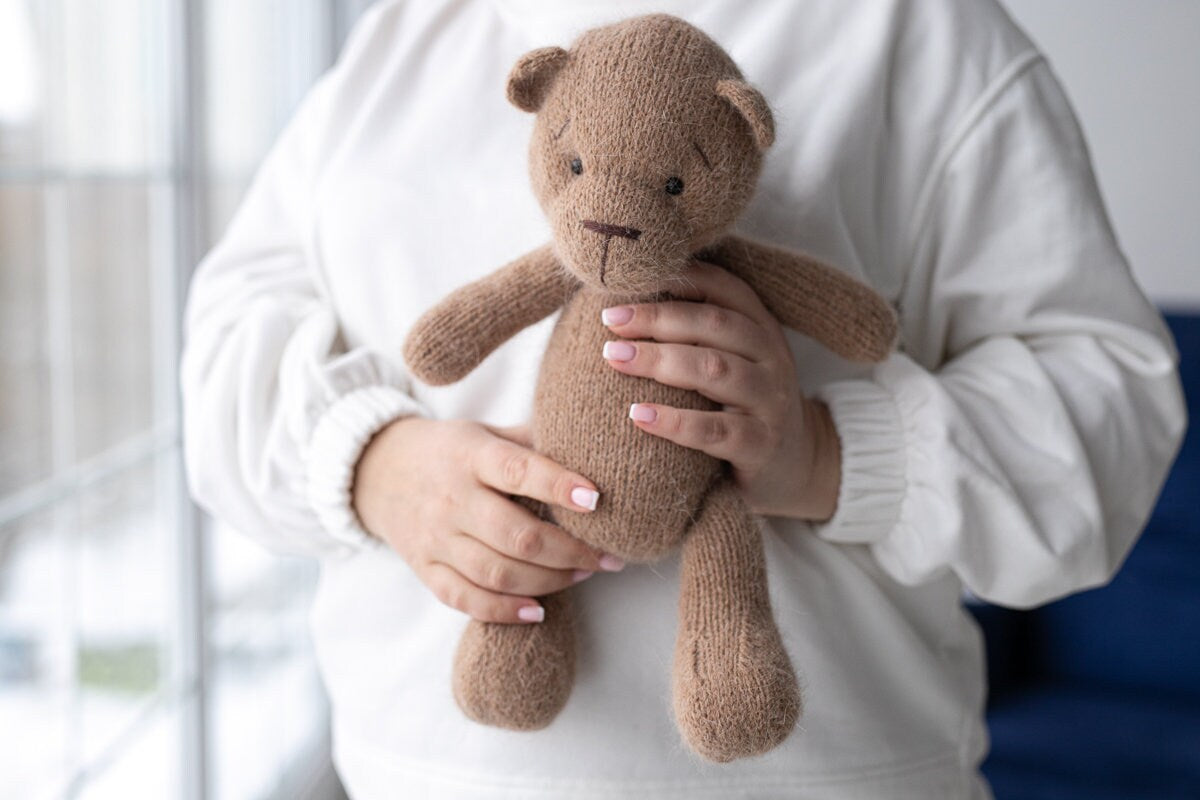 Newborn Knit Teddy Bear Outfit with Toy,Big Knitted Teddy Bear Toys, Newborn Teddy Bear Outfit, Newborn Photo Props,Baby Bear Crochet Toy