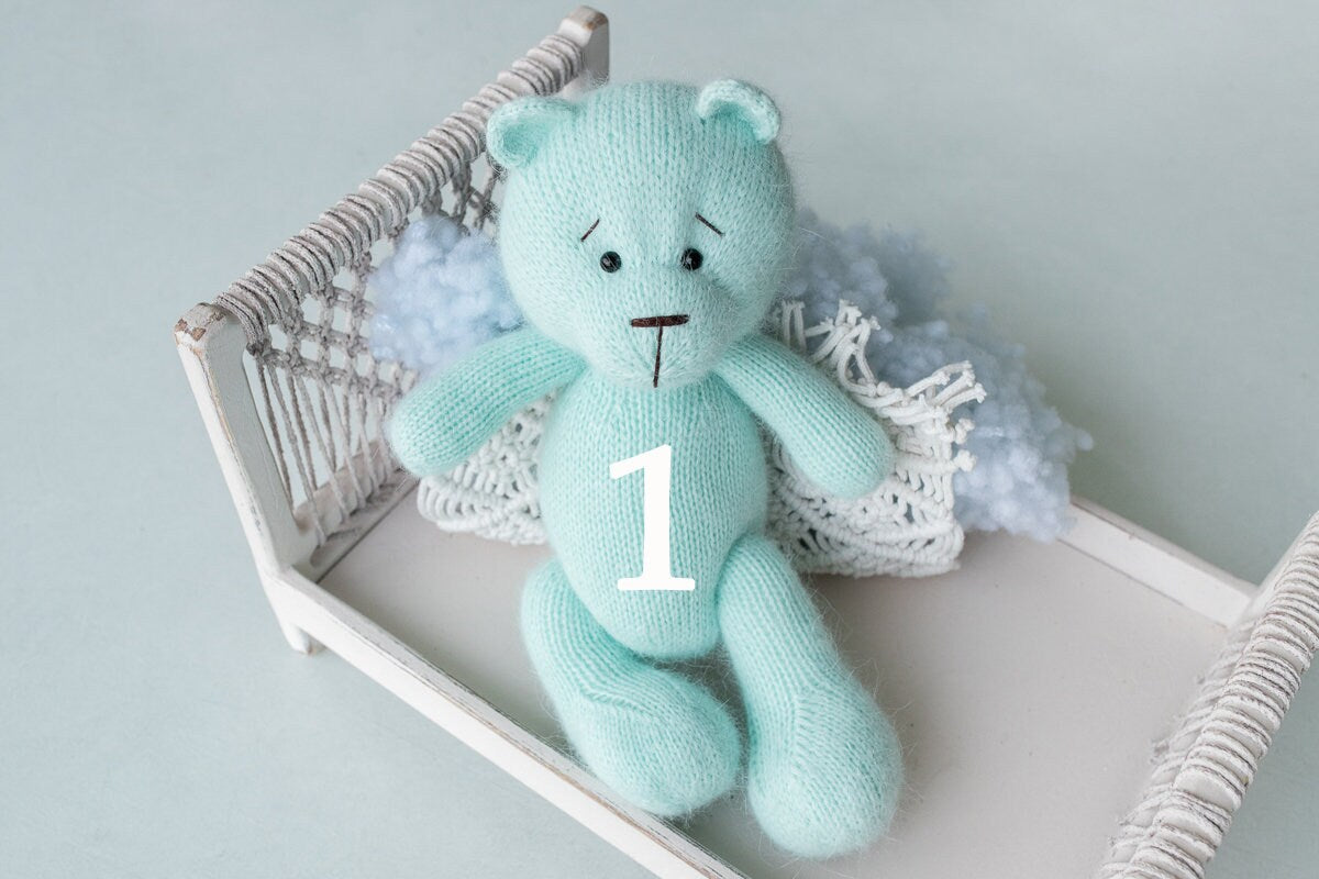 Newborn Knit Teddy Bear Outfit with Toy,Big Knitted Teddy Bear Toys, Newborn Teddy Bear Outfit, Newborn Photo Props,Baby Bear Crochet Toy