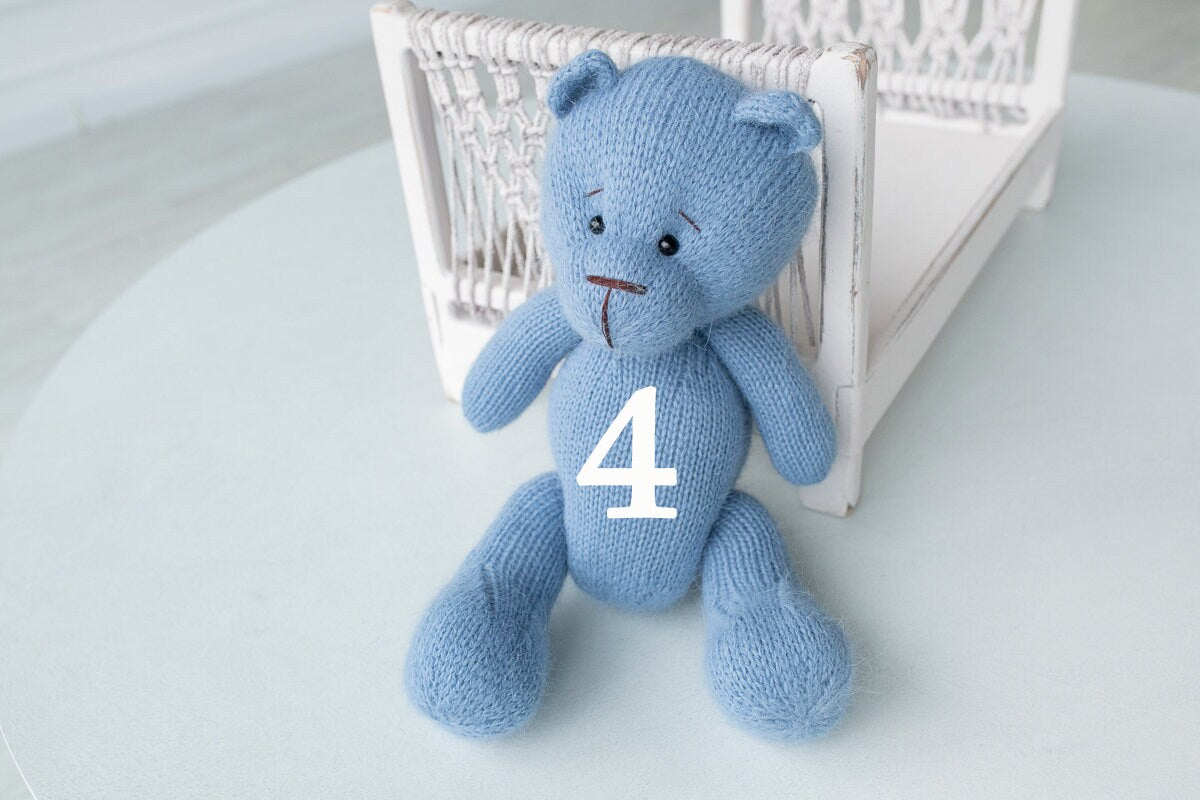 Newborn Knit Teddy Bear Outfit with Toy,Big Knitted Teddy Bear Toys, Newborn Teddy Bear Outfit, Newborn Photo Props,Baby Bear Crochet Toy