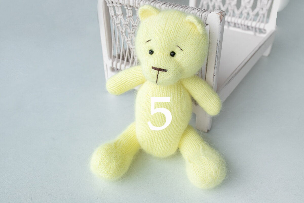 Newborn Knit Teddy Bear Outfit with Toy,Big Knitted Teddy Bear Toys, Newborn Teddy Bear Outfit, Newborn Photo Props,Baby Bear Crochet Toy
