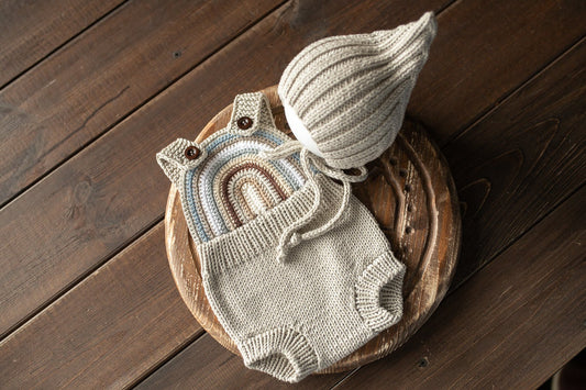 Newborn Knit romper,Newborn Knited set,Newborn Hat,Newborn outfit,Newborn cap,Newborn photography,Pregnancy gift,Knitted newborn photo props