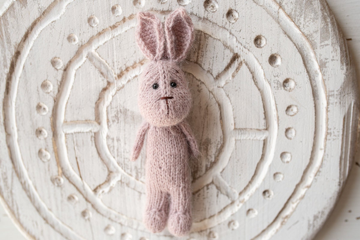 Newborn Knitted Bunny Photography Props,Newborn Bunny Hat,Newborn Knit Bunny Toy,Baby Rabbit Knitted Toy,Newborn Photography Prop