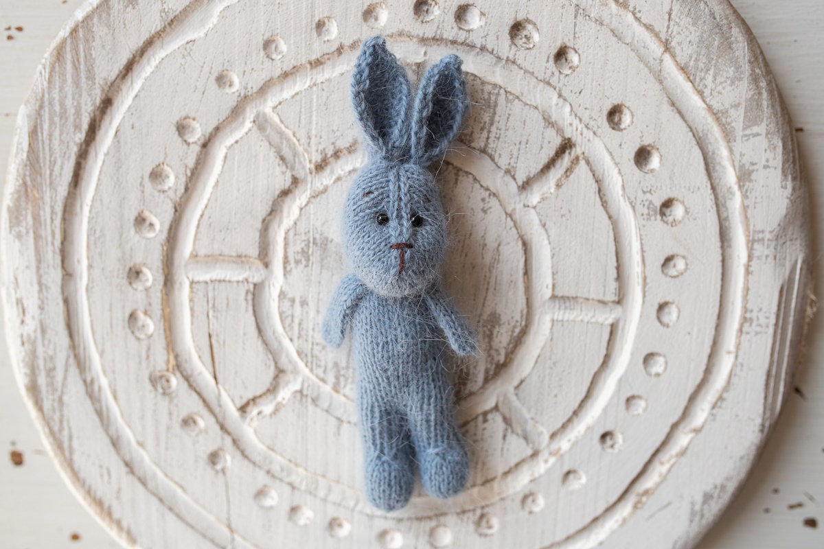 Newborn Knitted Bunny Photography Props,Newborn Bunny Hat,Newborn Knit Bunny Toy,Baby Rabbit Knitted Toy,Newborn Photography Prop