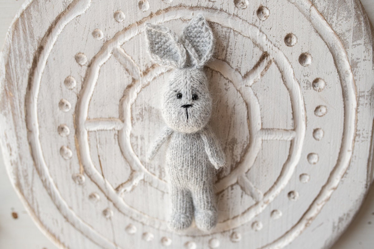 Newborn Knitted Bunny Photography Props,Newborn Bunny Hat,Newborn Knit Bunny Toy,Baby Rabbit Knitted Toy,Newborn Photography Prop